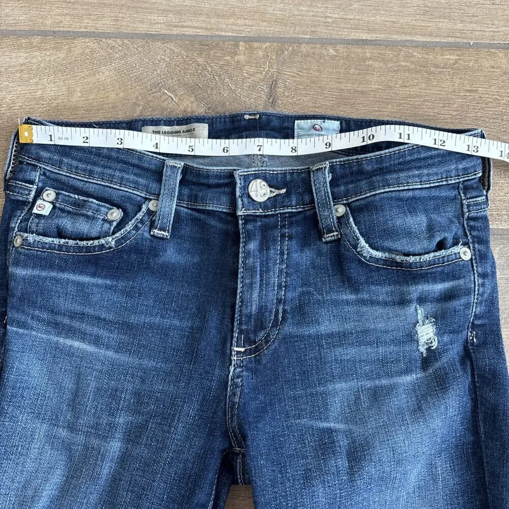 AG Adriano Goldschmied The Legging Ankle Jeans Womens 26 Blue Distressed Skinny